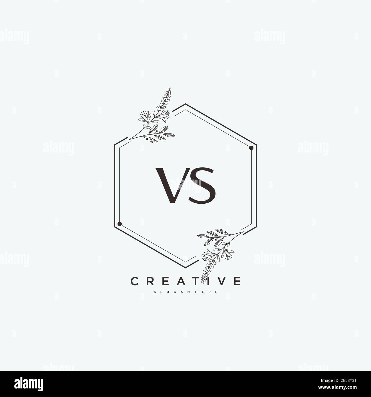 VS Beauty vector initial logo art, handwriting logo of initial signature, wedding, fashion, jewerly, boutique, floral and botanical with creative temp Stock Vector