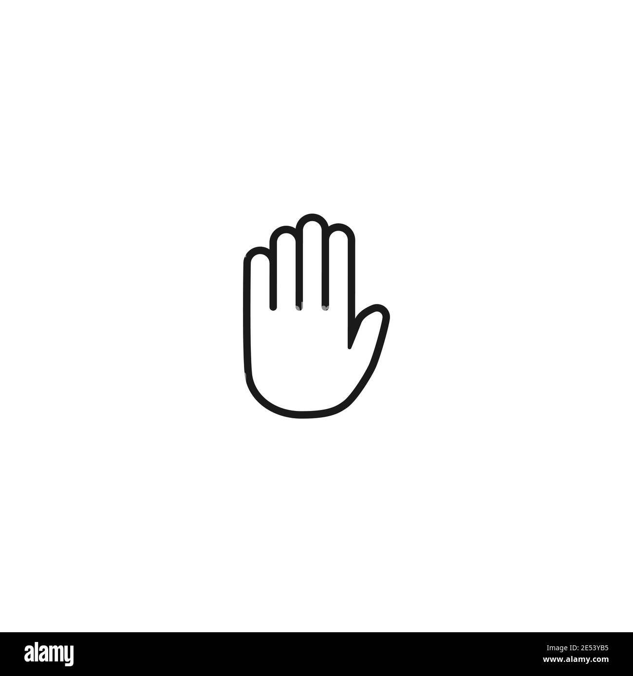 black line hand silhouette isolated on white background. Stop, ban, block sign. Do not touch