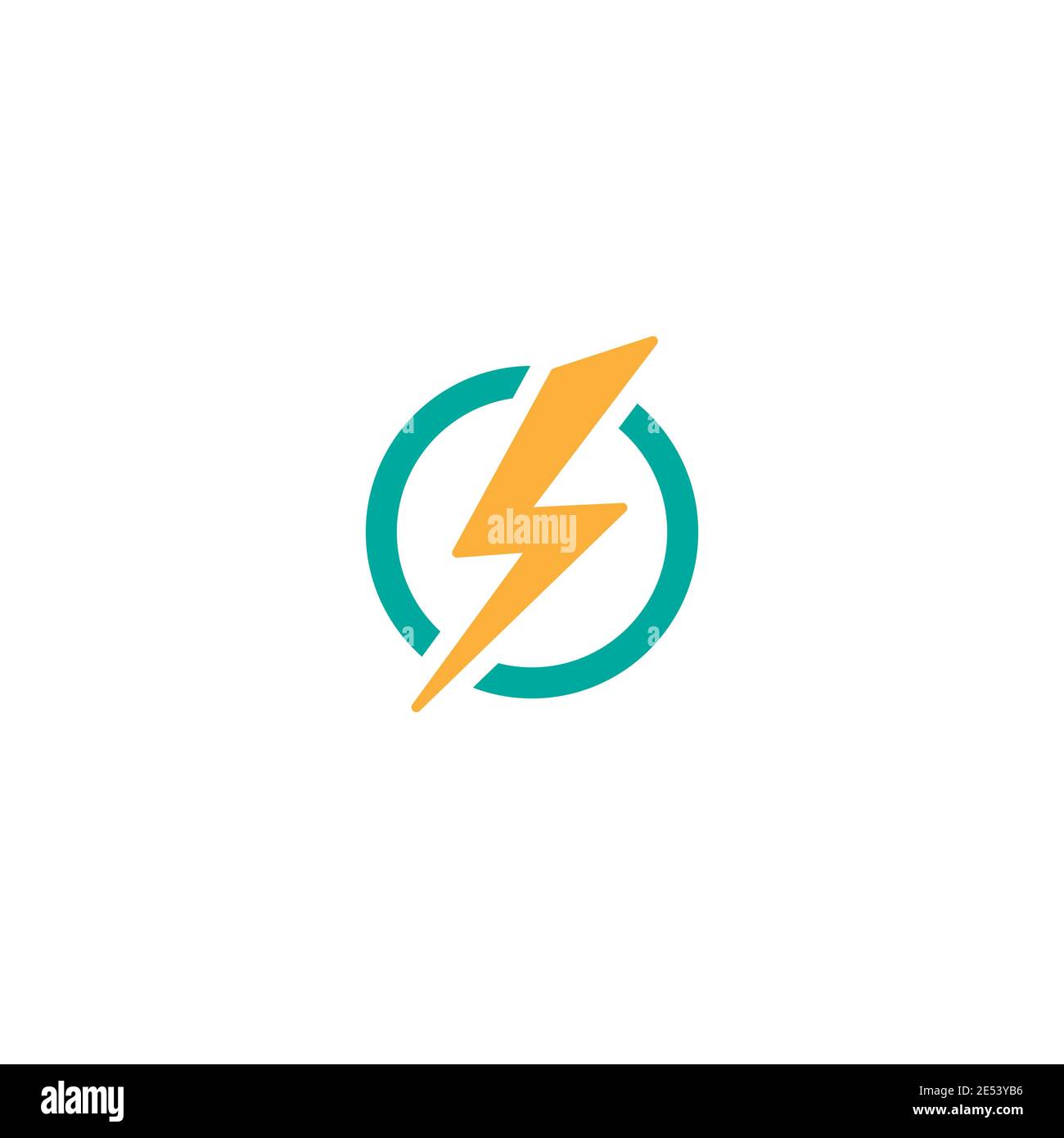 lightning bolt in circle simple flat icon. storm or thunder and ...