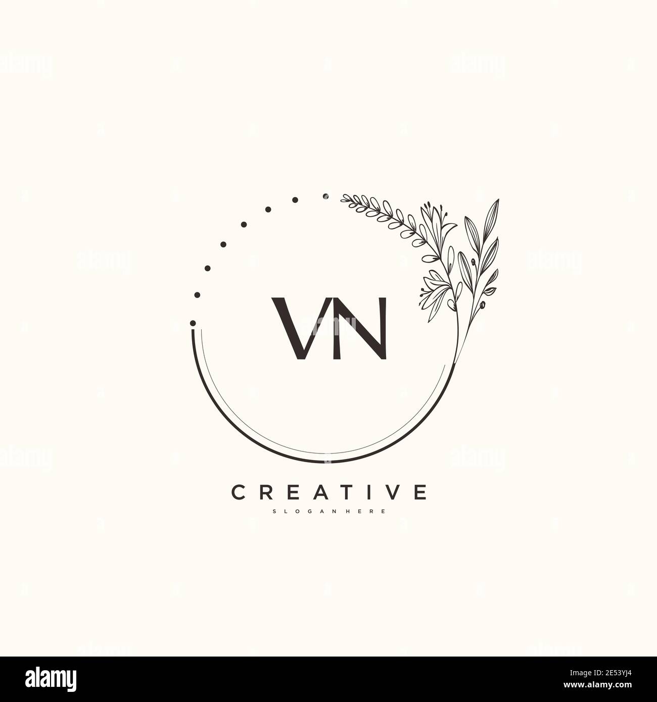 Monogram, NV Initials Logo – Elegant Quill