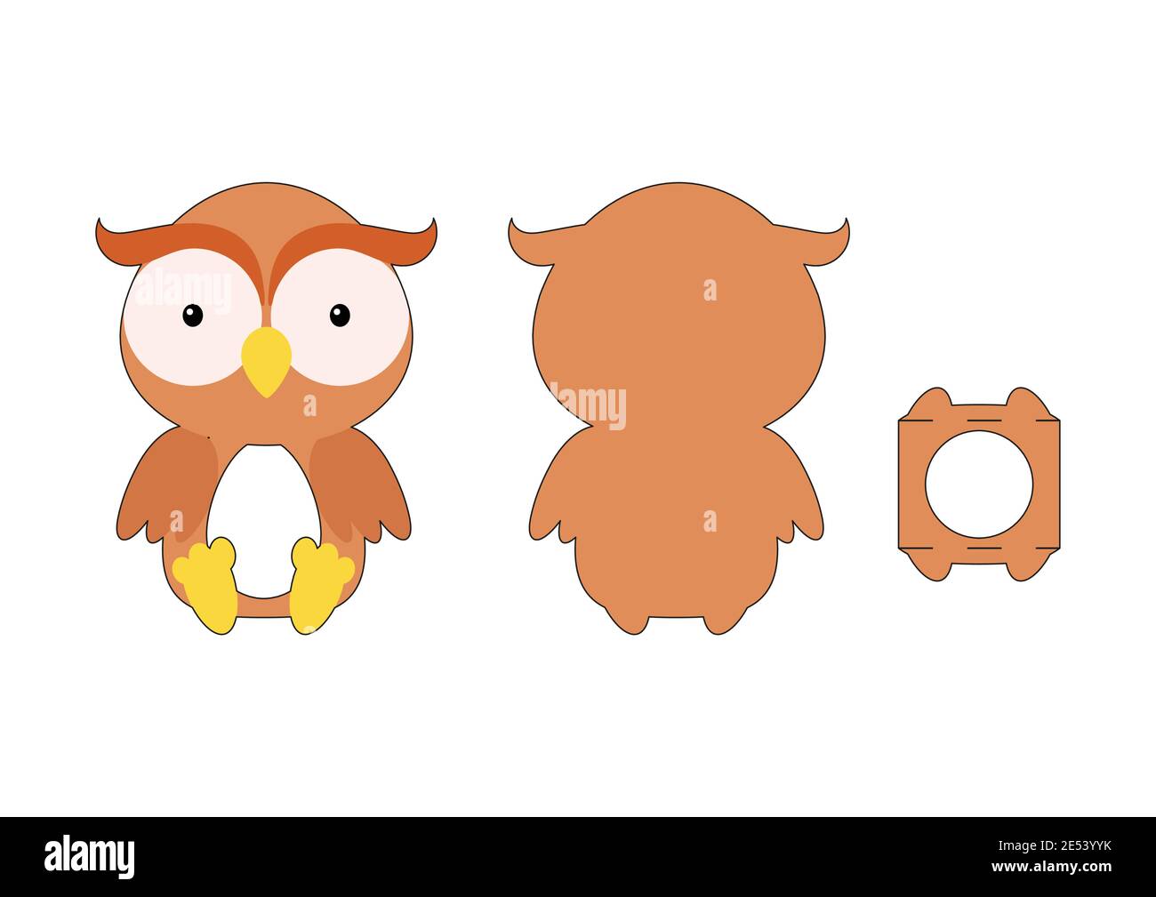 Cute die cut owl chocolate egg holder template. Retail paper box for ...