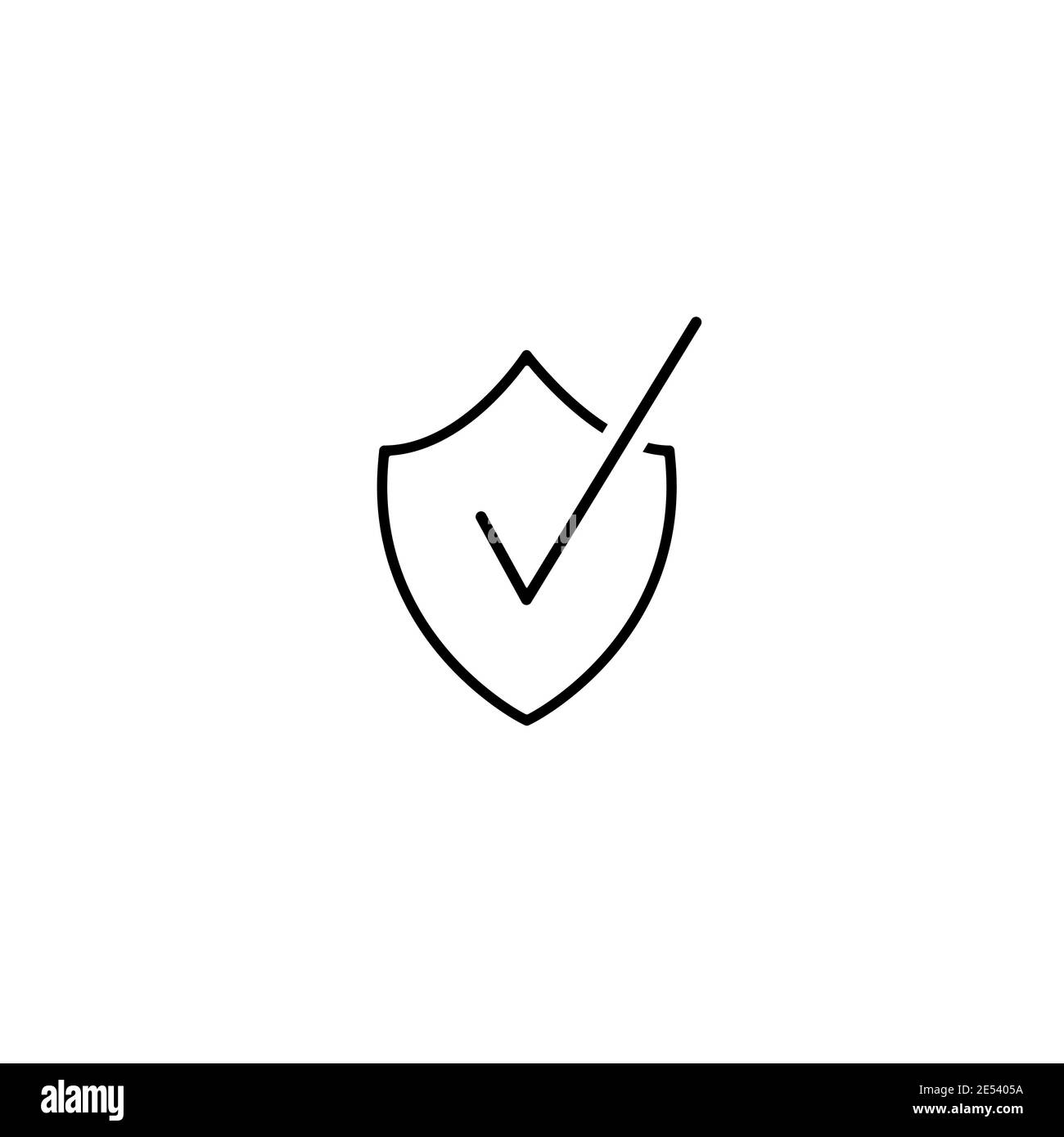 Black shield with tick sign. Vector flat icon isolated on white ...
