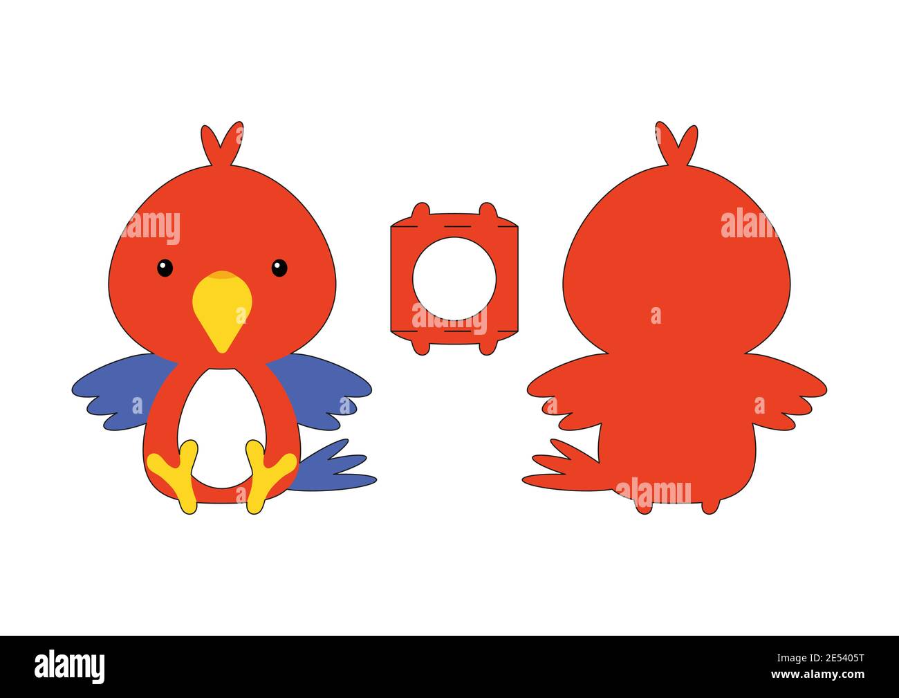 Cute die cut parrot chocolate egg holder template. Retail paper box for