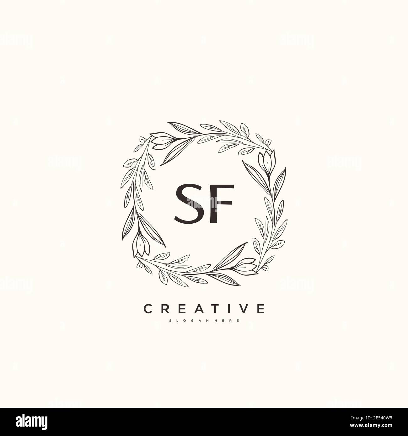 Sf Beauty Vector Initial Logo Art Handwriting Logo Of Initial Signature Wedding Fashion Jewerly Boutique Floral And Botanical With Creative Temp Stock Vector Image Art Alamy