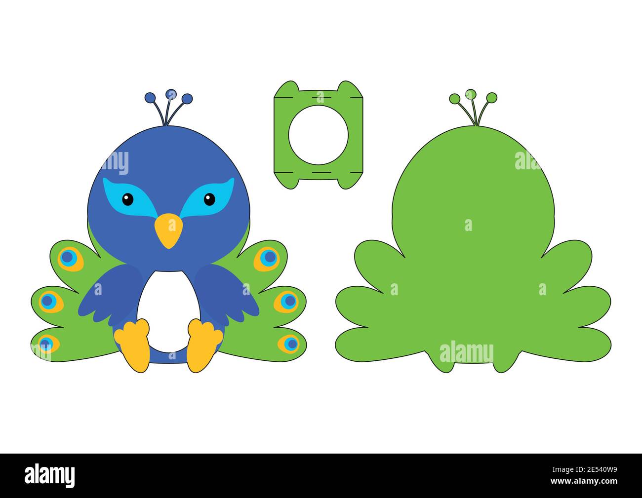 Cute die cut peacock chocolate egg holder template. Retail paper box