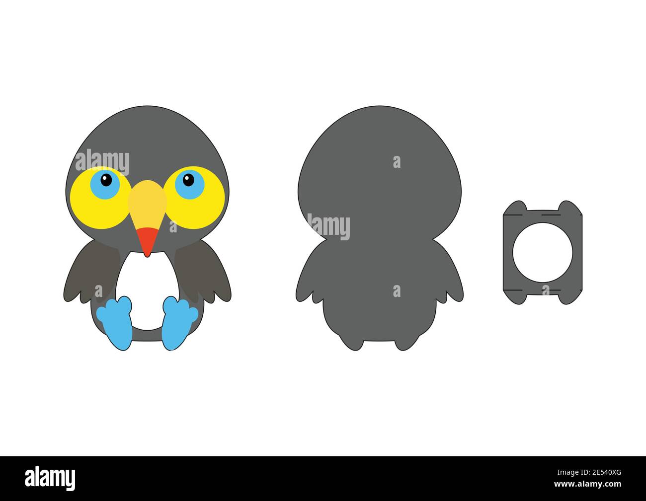 Cute die cut toucan chocolate egg holder template. Retail paper box for ...