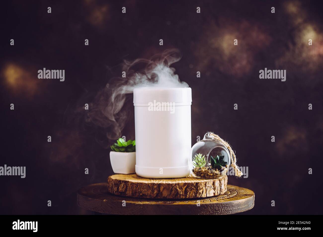 Humidifier adds water to the air by boiling water into steam. Reduces dry air, healthy home environment which can help relieve a stuffy nose. Stock Photo