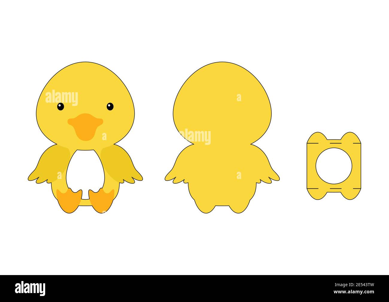 Cute die cut duck chocolate egg holder template. Retail paper box for