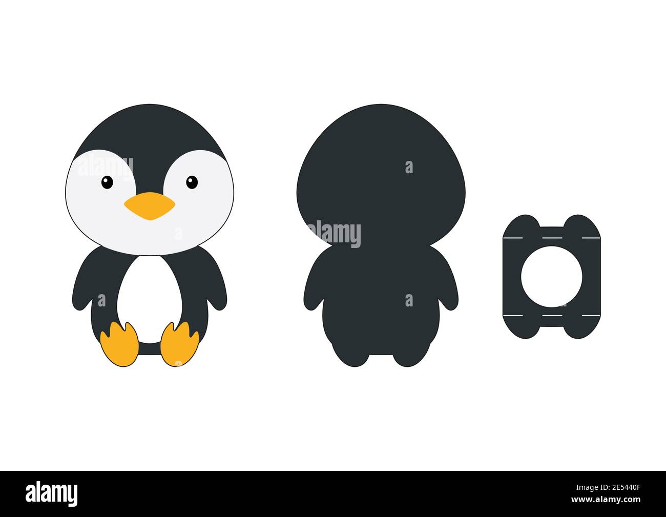 Cute die cut penguin chocolate egg holder template. Retail paper box ...