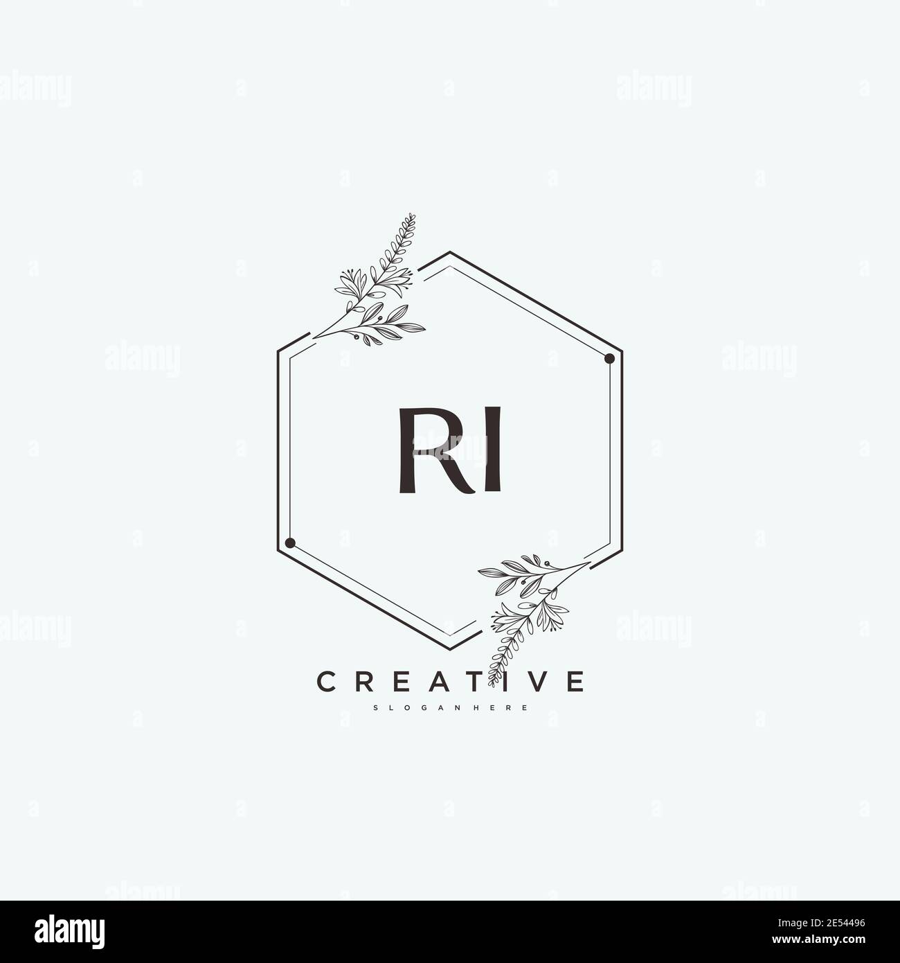 RI Beauty vector initial logo art, handwriting logo of initial signature, wedding, fashion, jewerly, boutique, floral and botanical with creative temp Stock Vector