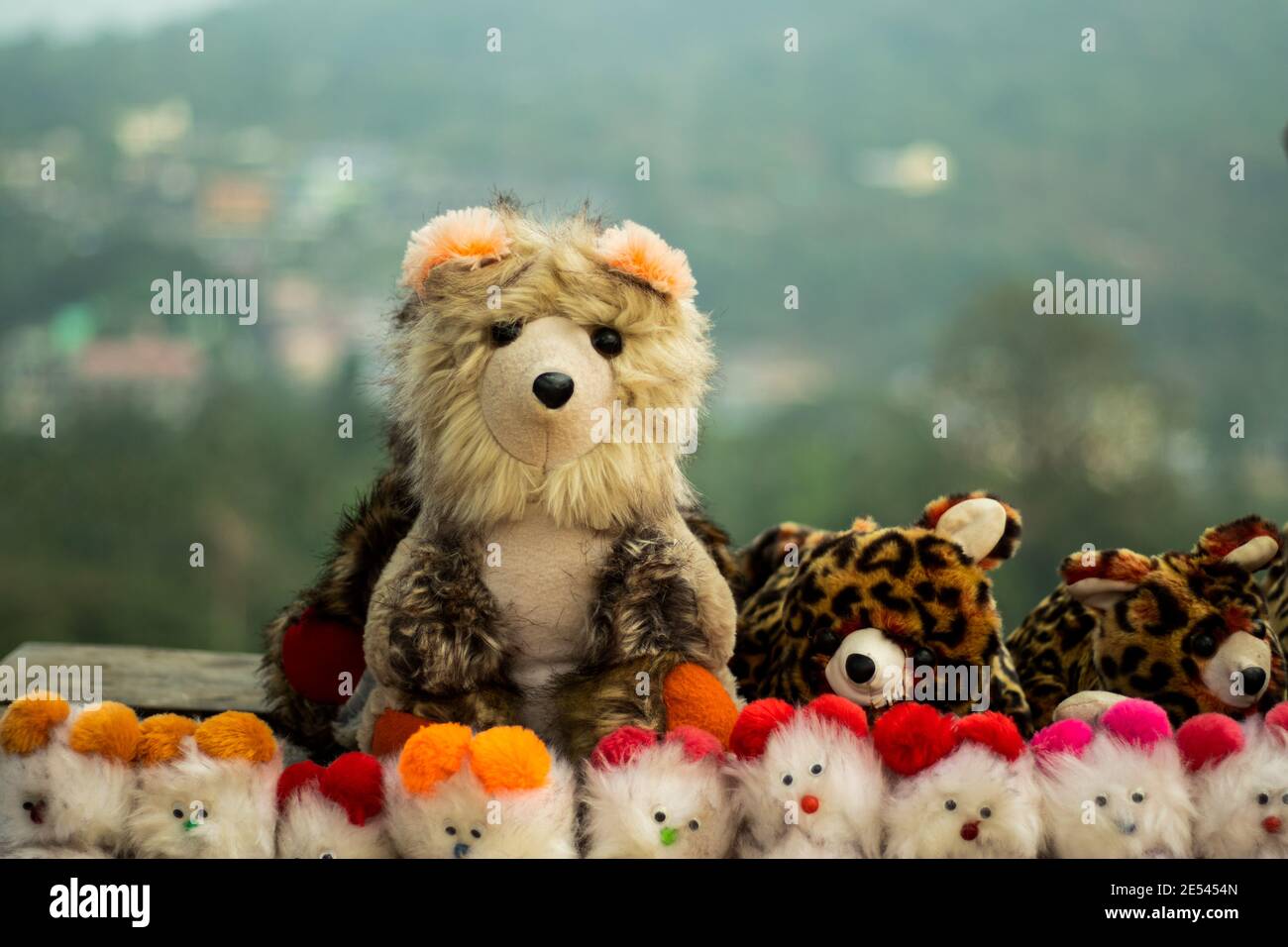 Teddy Bear in the street toy shop also These harmless toys are the perfect addition to your baby's play set Stock Photo