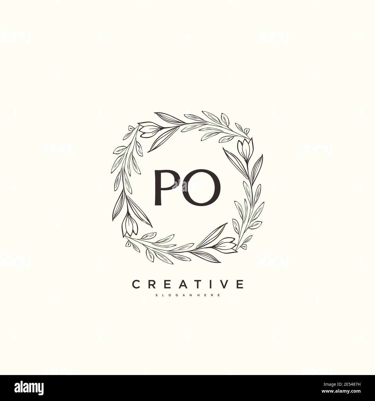 PO Beauty vector initial logo art, handwriting logo of initial signature, wedding, fashion, jewerly, boutique, floral and botanical with creative temp Stock Vector