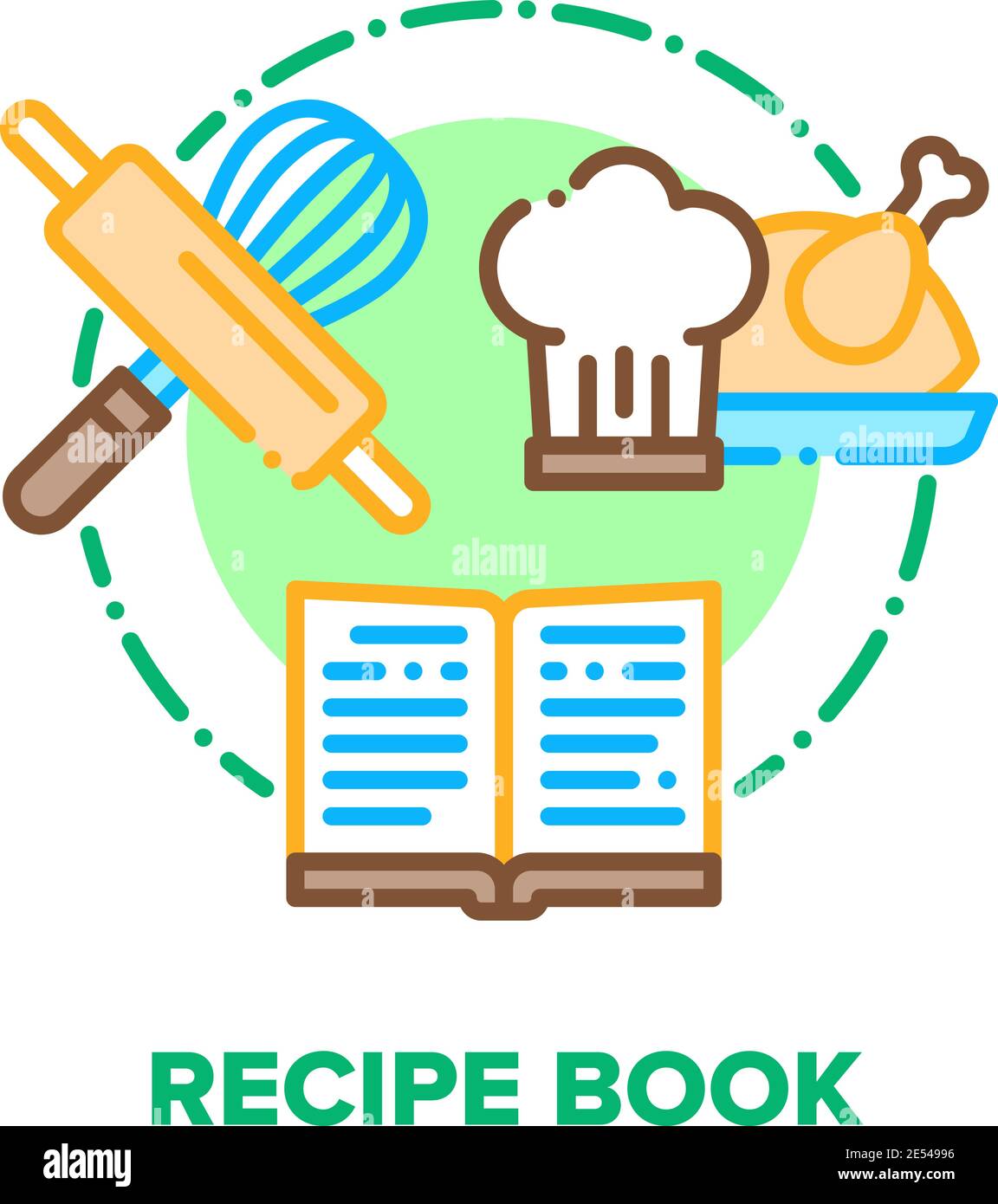 Recipe Book Vector Concept Color Illustration flat Stock Vector Image