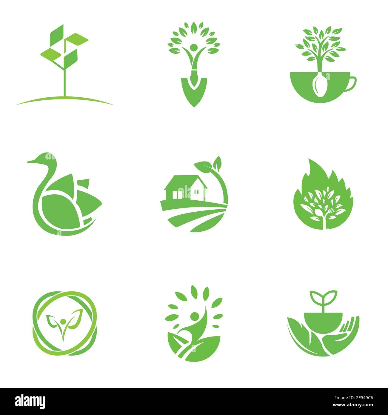 Eco Logo Design Template For Business And Company Stock Vector