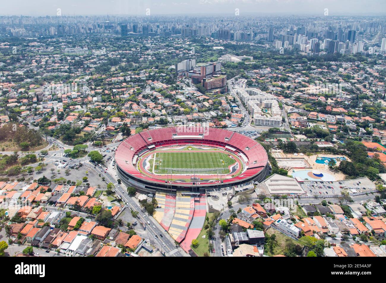 Aerial view of Morumbi soccer stadium at Sao Paulo - Brazil São Paulo Futebol Clube, bairro do Morumbi Stock Photo