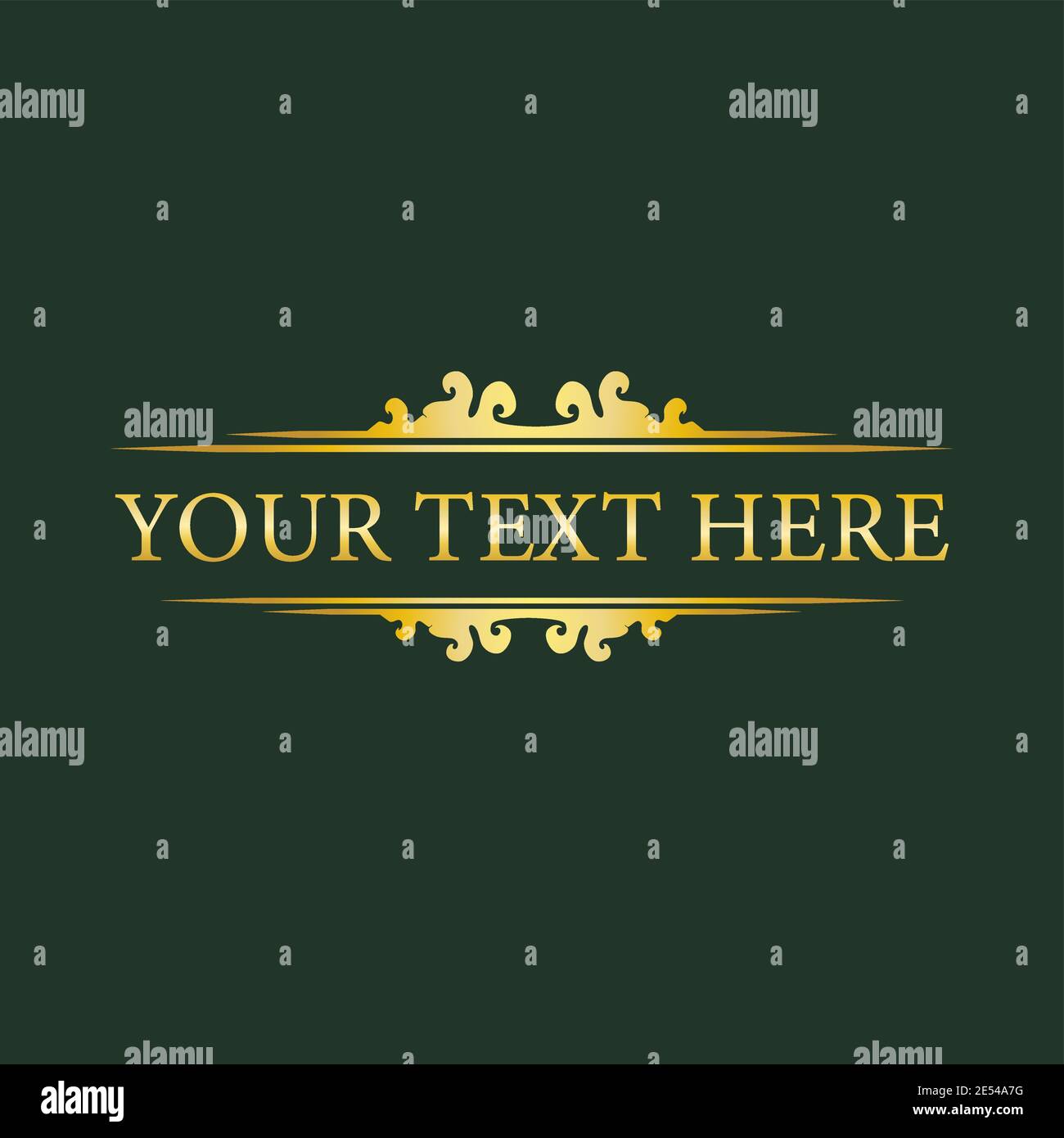 Decorative text or title frame isolated on dark green color background