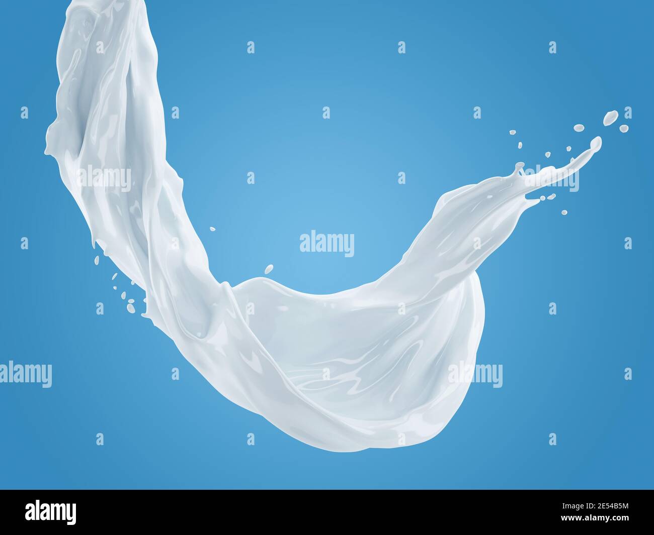 3d illustration of milk splash on gradient blue background with ...