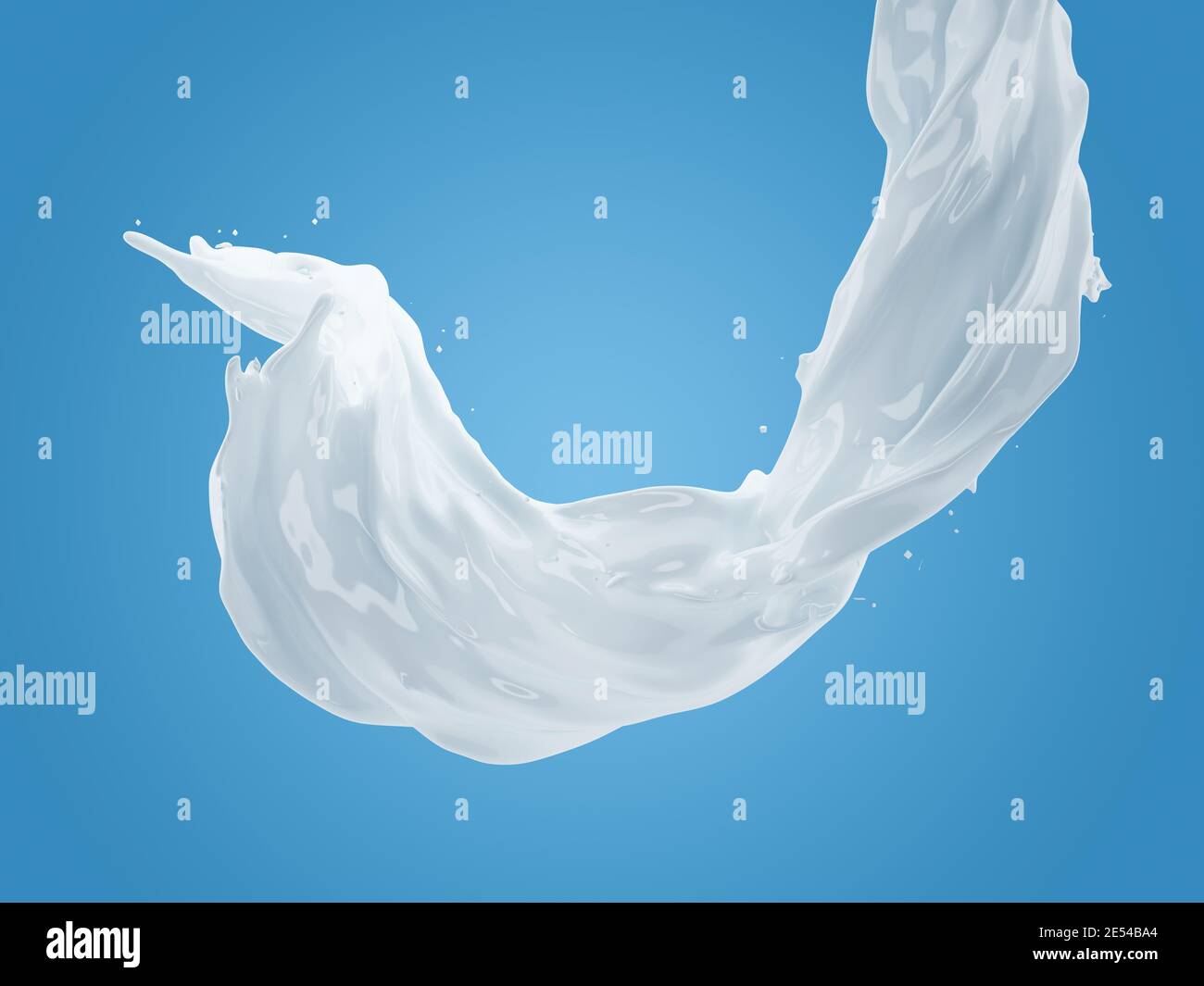 3d illustration of milk splash on gradient blue background with ...