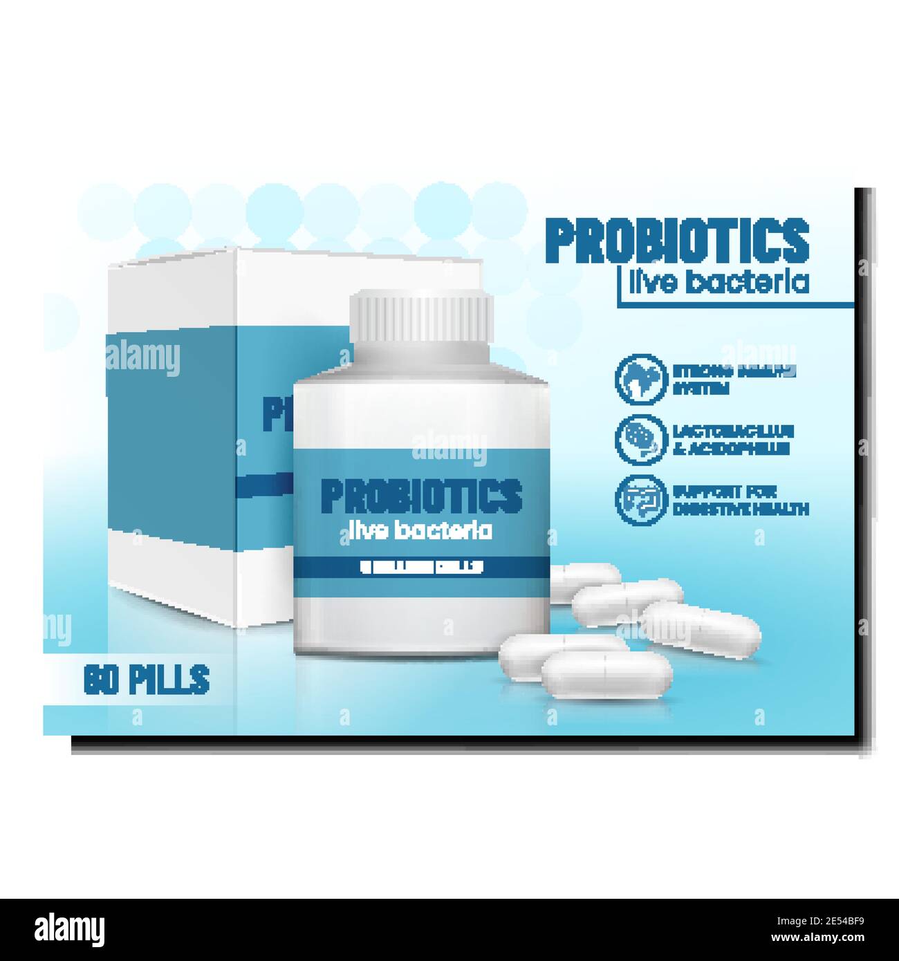 Probiotics Live Bacteria Promotional Poster Vector Stock Vector