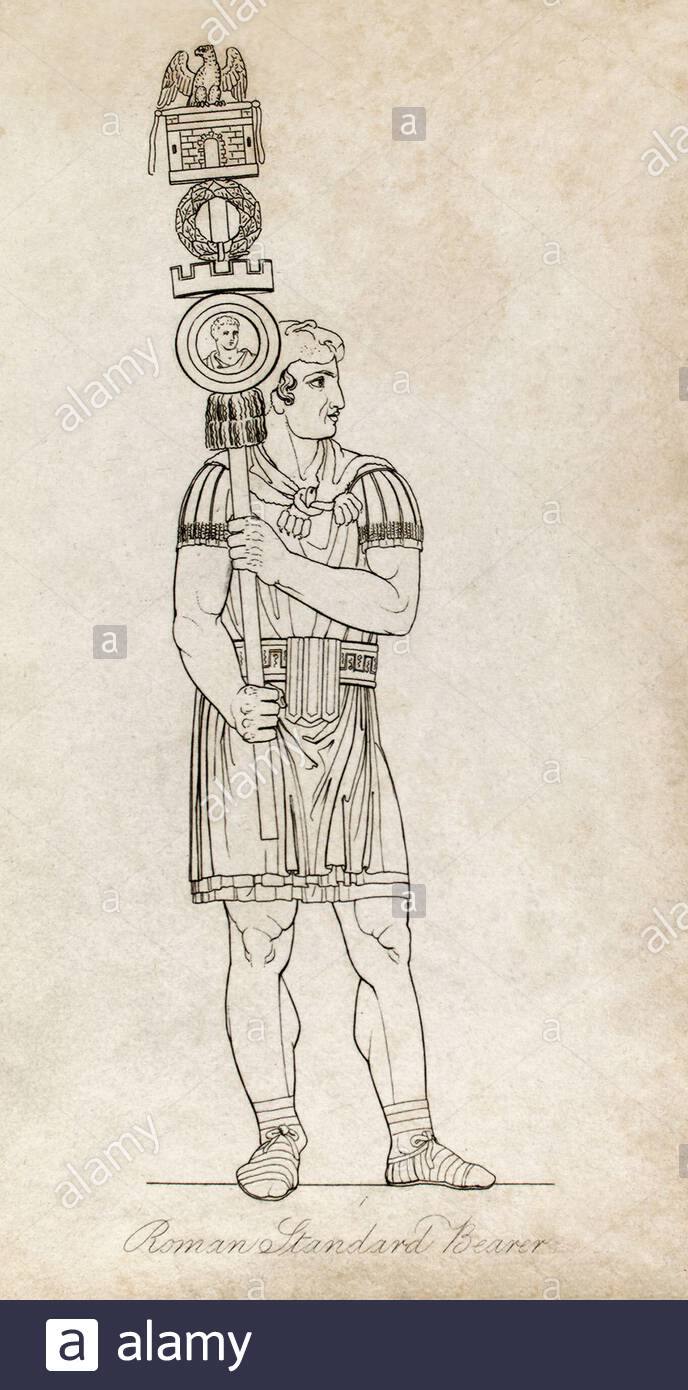 Ancient Rome, Standard Bearer, vintage illustration from 1814 Stock