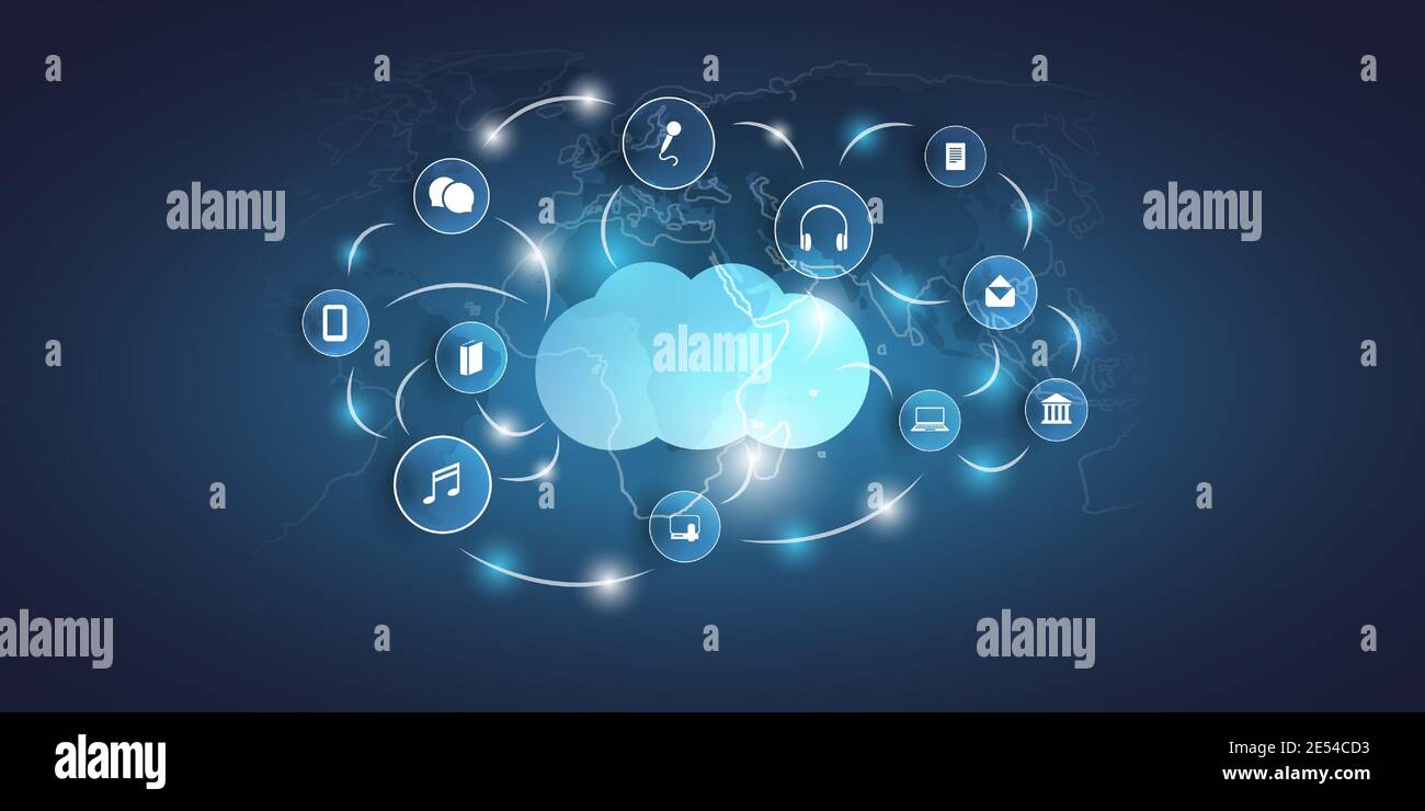 Cloud Computing Technology Design Concept with Icons - Digital Network ...