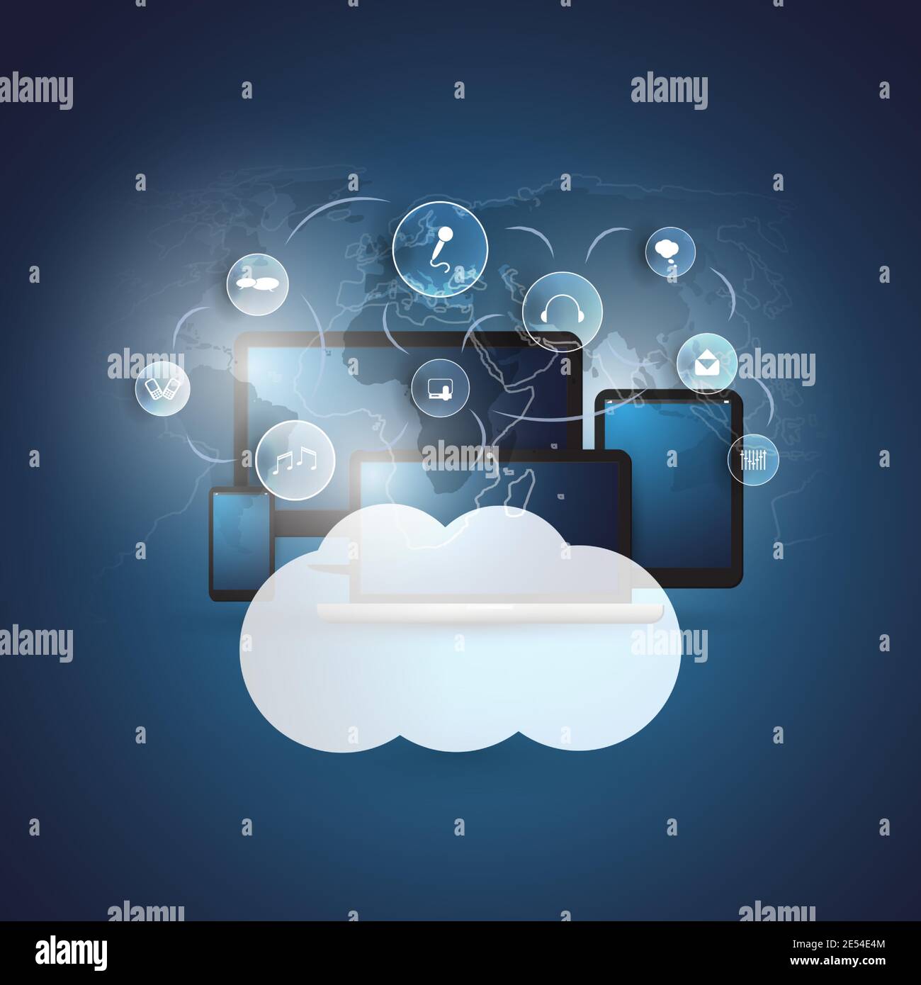 Cloud Computing Technology Design Concept with Icons - Digital Network ...