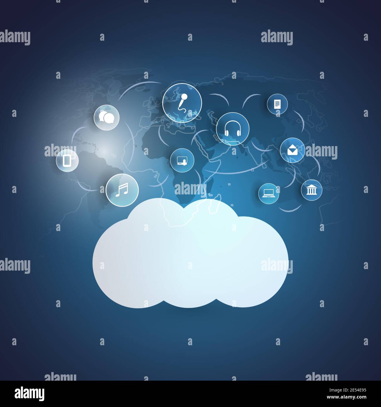 Cloud Computing Technology Design Concept with Icons - Digital Network ...