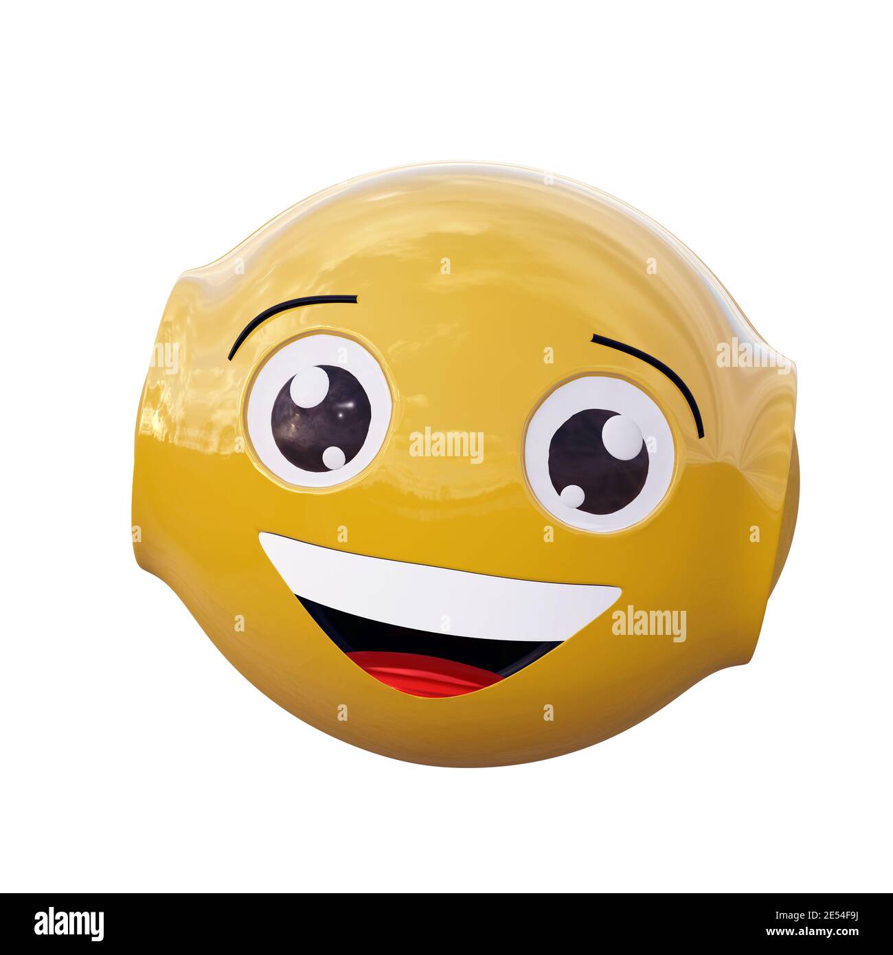 yellow robot emoticon with laughing face. 3d rendering Stock Photo