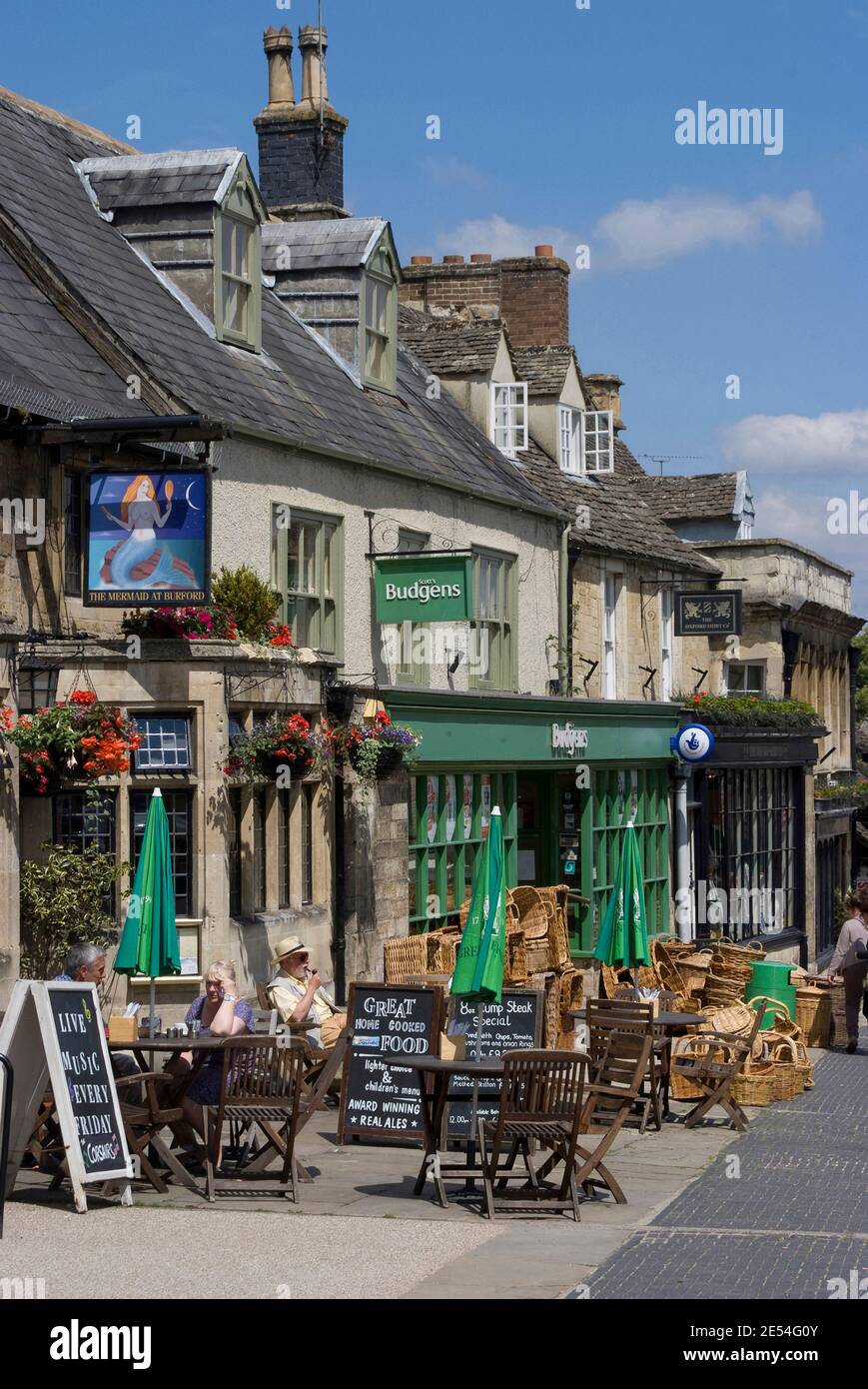 Shops on the High Street, Burford, Oxfordshire, England Stock Photo Alamy
