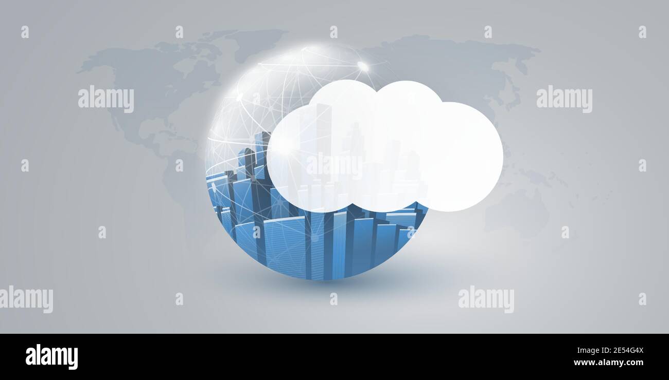 Smart City, Cloud Computing Design Concept with Transparent Globe and ...