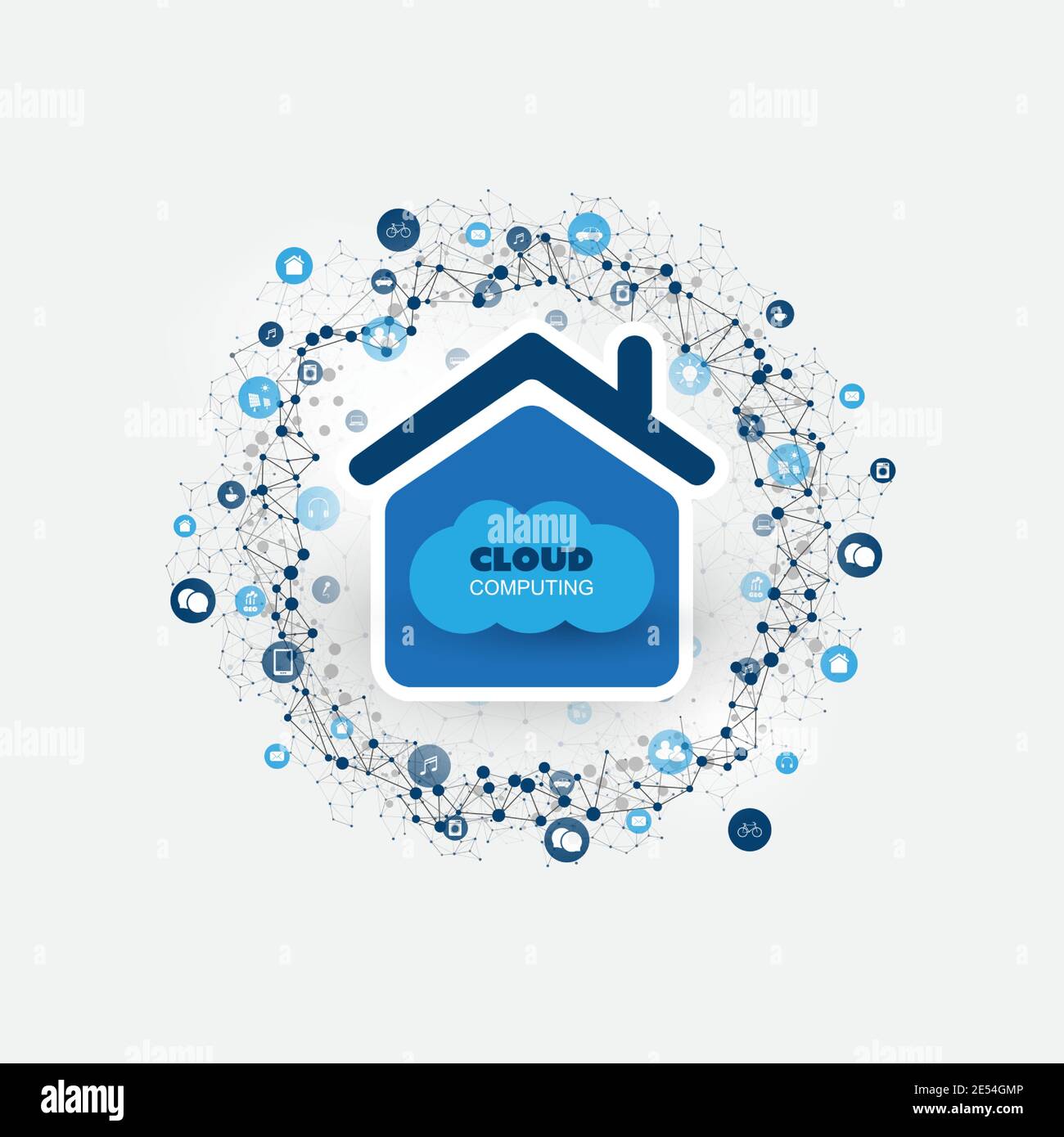 Cloud Computing Technology Design Concept with Icons - Digital Network ...