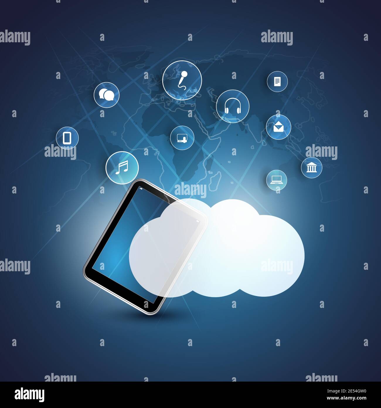 Cloud Computing, Technology Design Concept with Icons - Digital Network ...