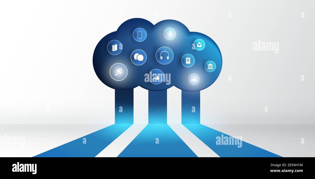Cloud Computing Technology Design Concept with Icons Representing ...