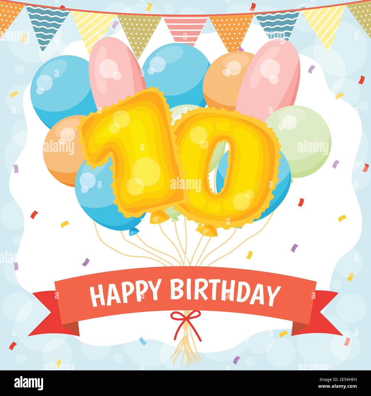 Happy Birthday Greeting Card With Big Foil Number Balloon, Colorful 