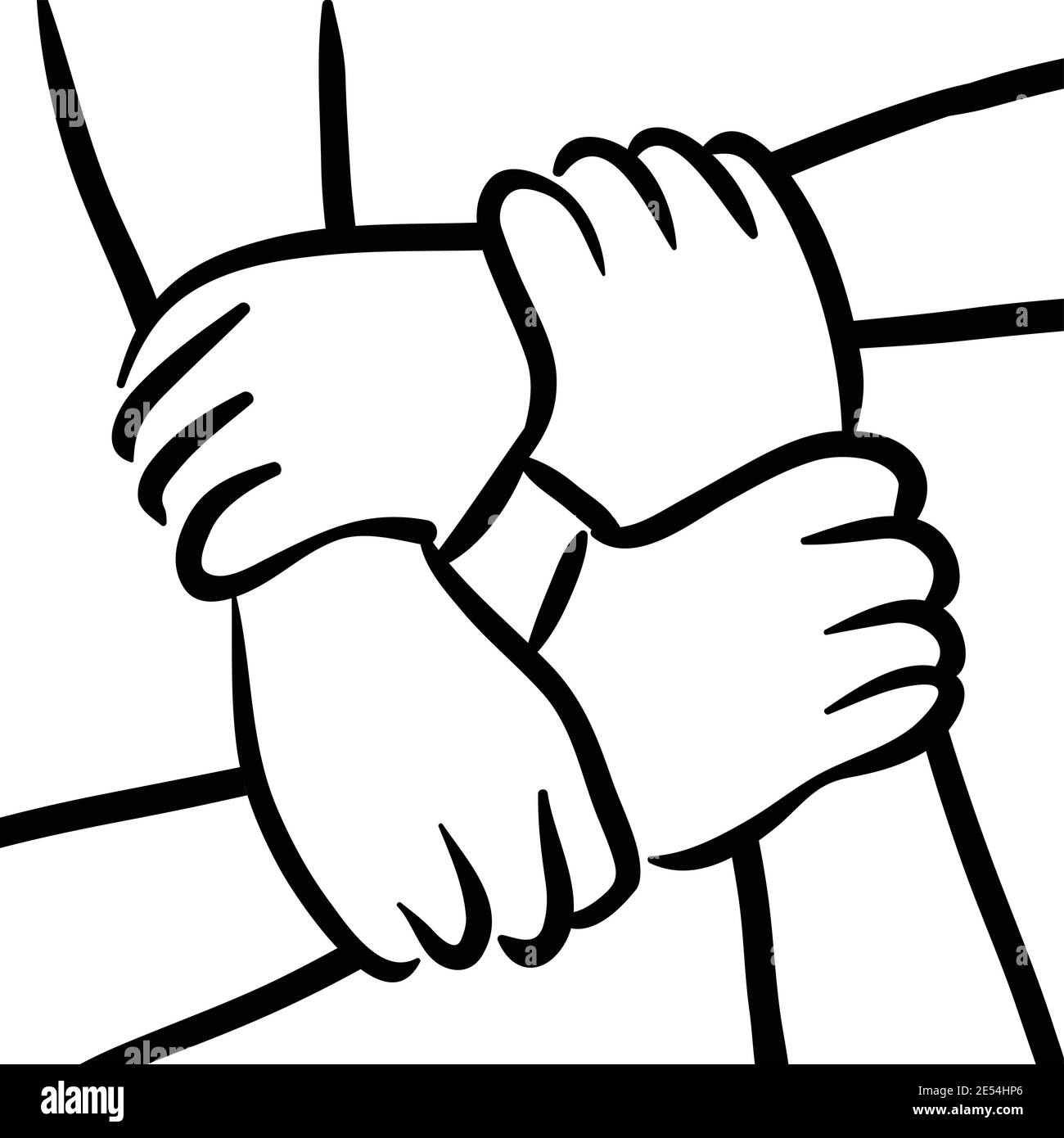 people holding hands vector illustration stock illustration , line art Stock Vector