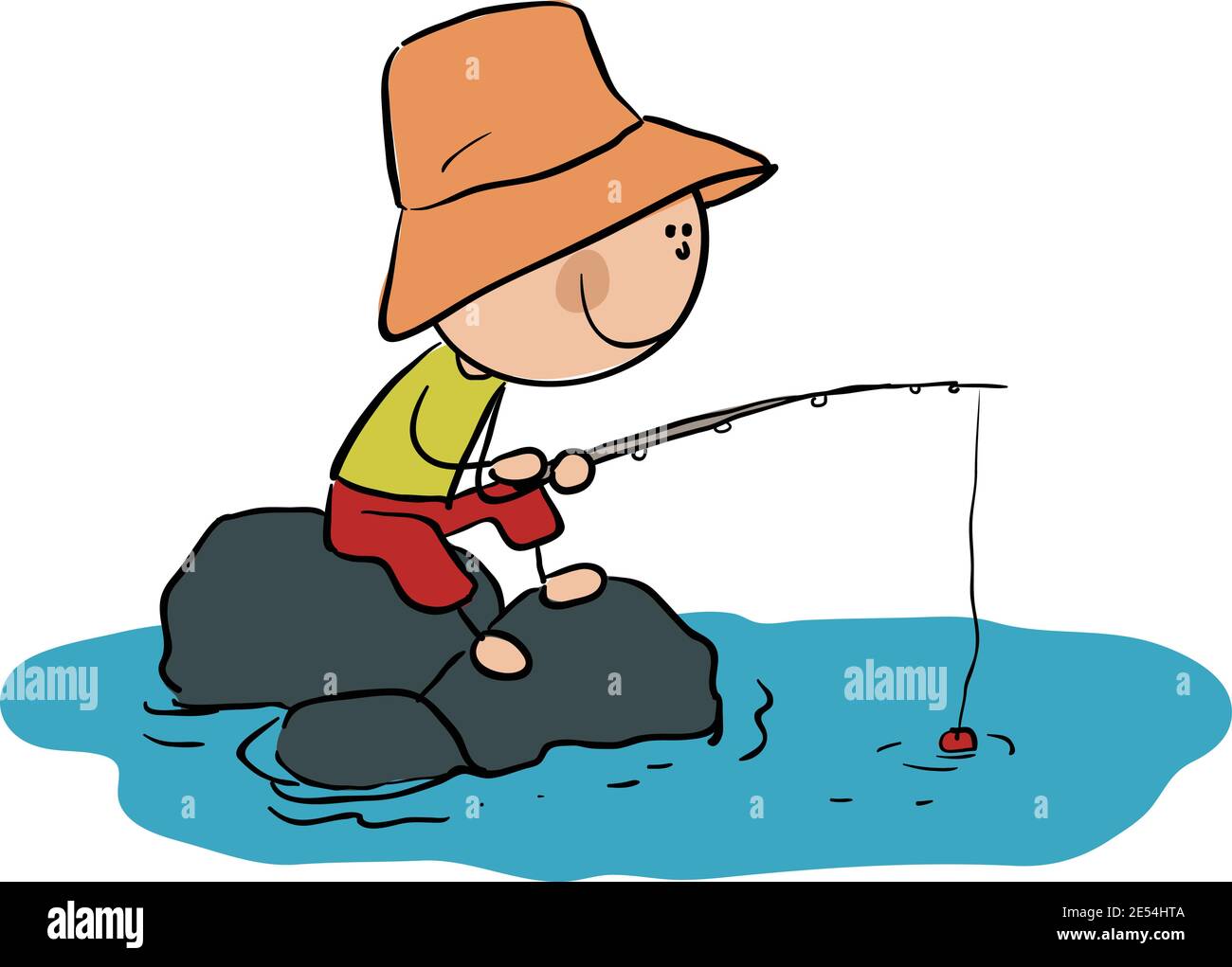 Boys catching fish Stock Vector Images - Alamy
