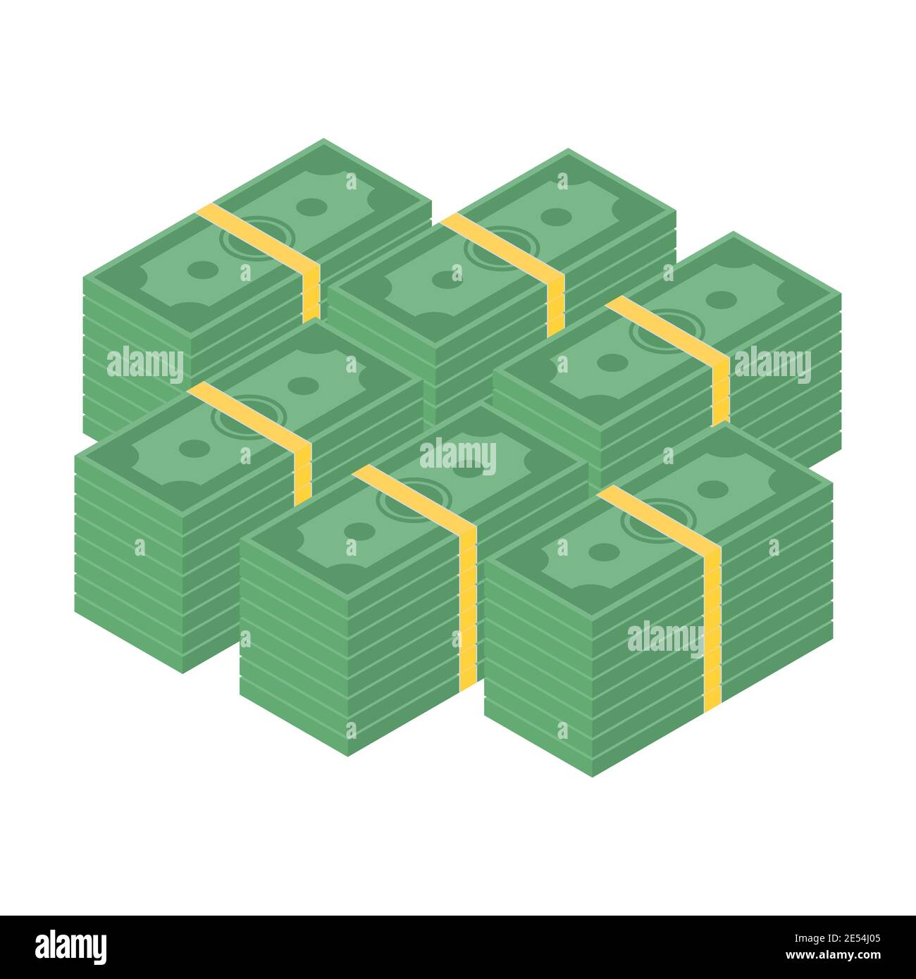 Big money concept. Big pile of cash. Hundreds of dollars. Isometry. Vector illustration Stock Vector