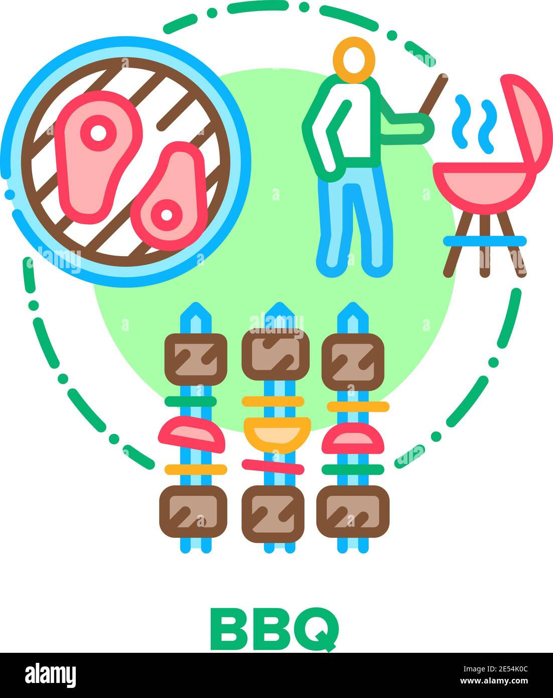 Bbq Picnic Food Vector Concept Color Illustration Stock Vector Image ...