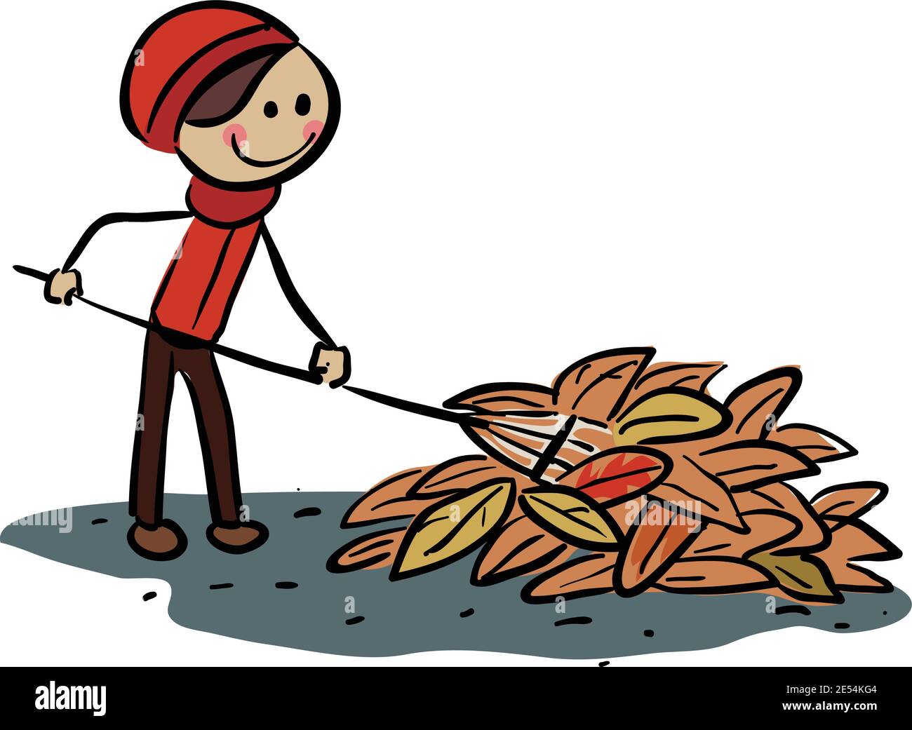 Raking Leaves stock illustration vector Stock Vector Image & Art - Alamy