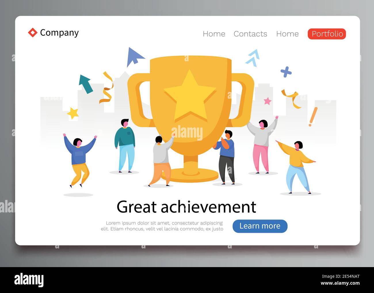 Business Team Success, Achievement Concept. Flat People Characters with ...