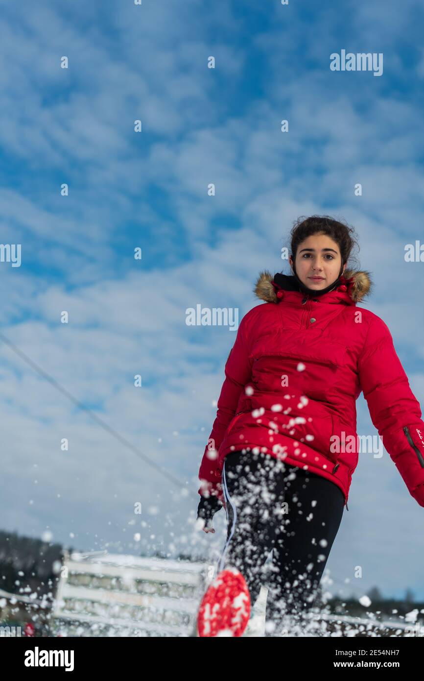 Red earing girl hi-res stock photography and images - Alamy