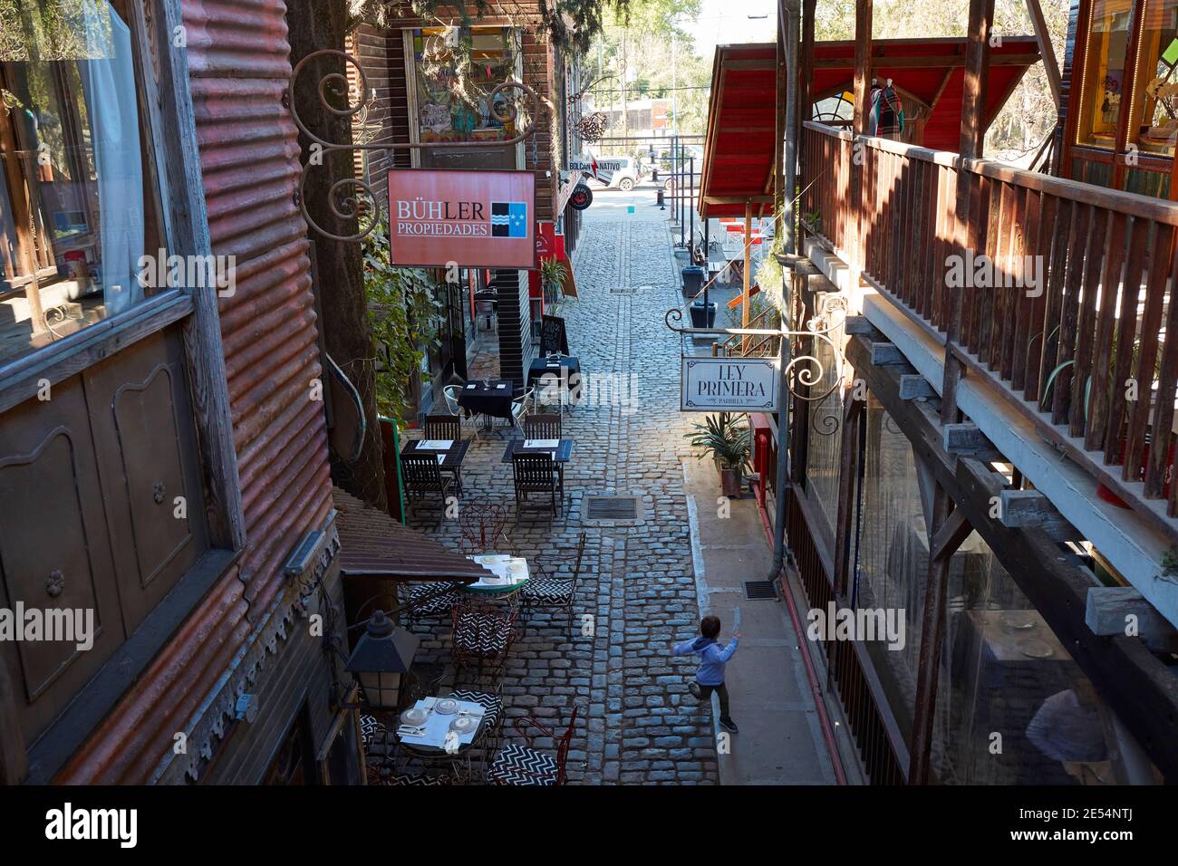 Cobbled road inside the Maschwitz Market, Buenos Aires, Argentina. Stock Photo