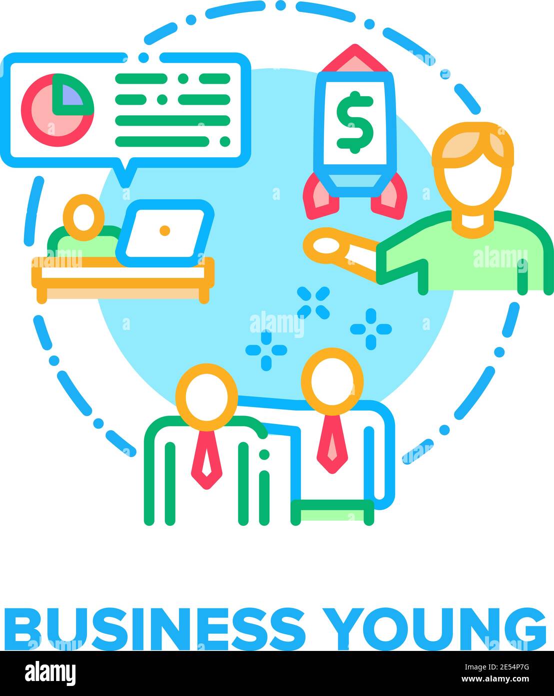 Business Young Vector Concept Color Illustration Stock Vector Image ...