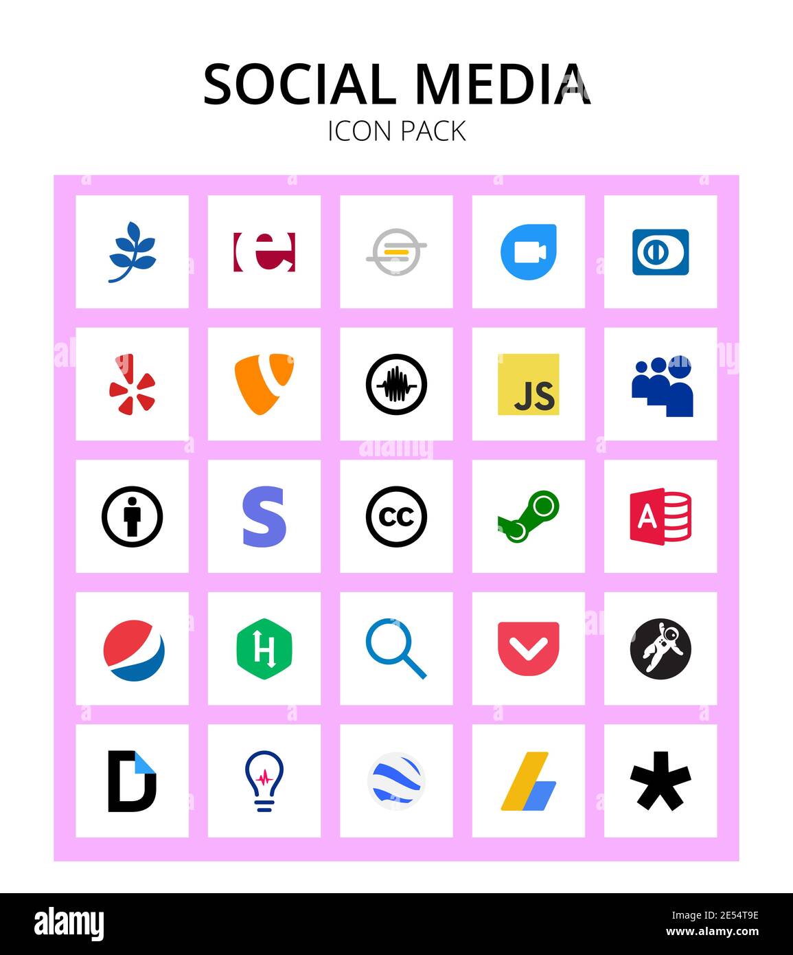 25 Social Media stripe, commons, typo, creative, js Editable Vector Design Elements Stock Vector