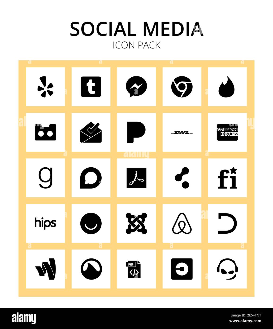 Pack of 25 Social Logo cloudsmith, acrobat, inbox, discourse, credit card Editable Vector Design Elements Stock Vector