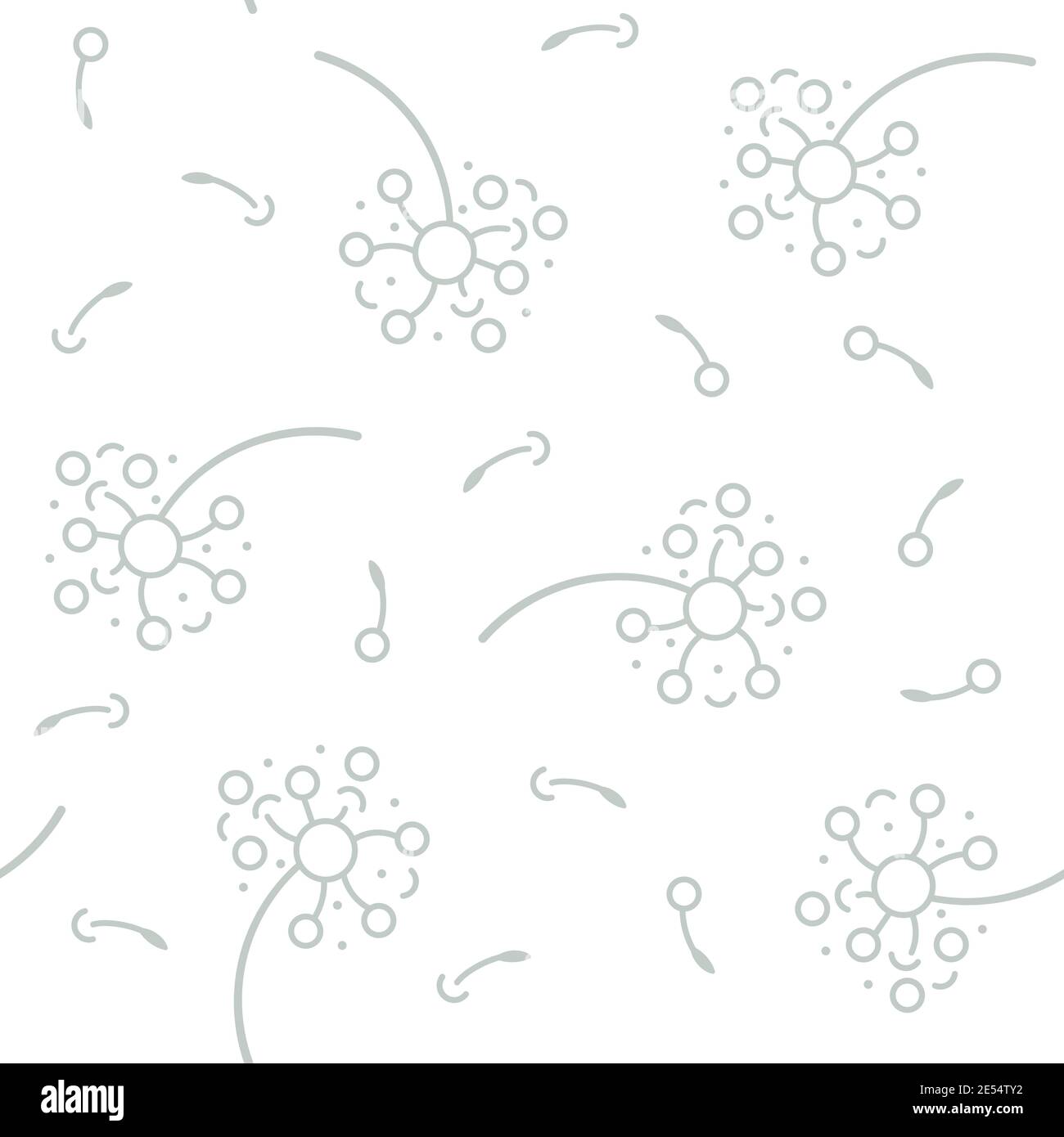 Seamless vector pattern with dandelion blossoms and seeds Stock Vector