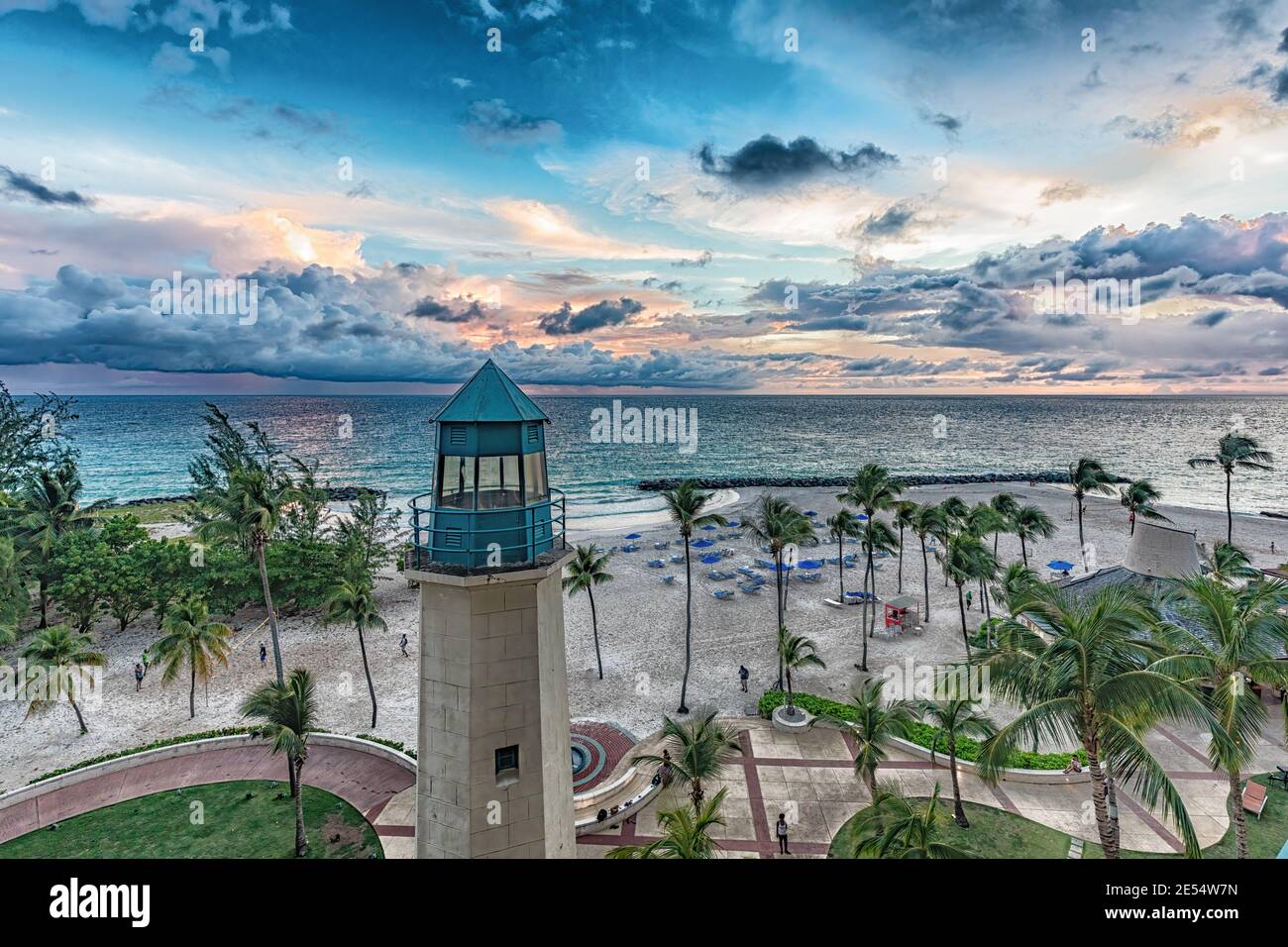 A lighthouse overlooking a beach in Barbados Stock Photo Alamy