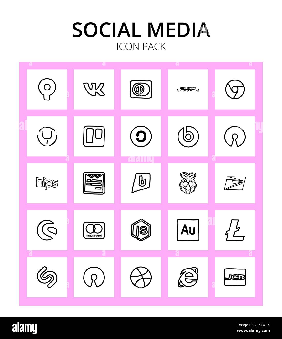 25 Social Signs and Symbols brightkite, hips, trello, open source, beatspill Editable Vector Design Elements Stock Vector