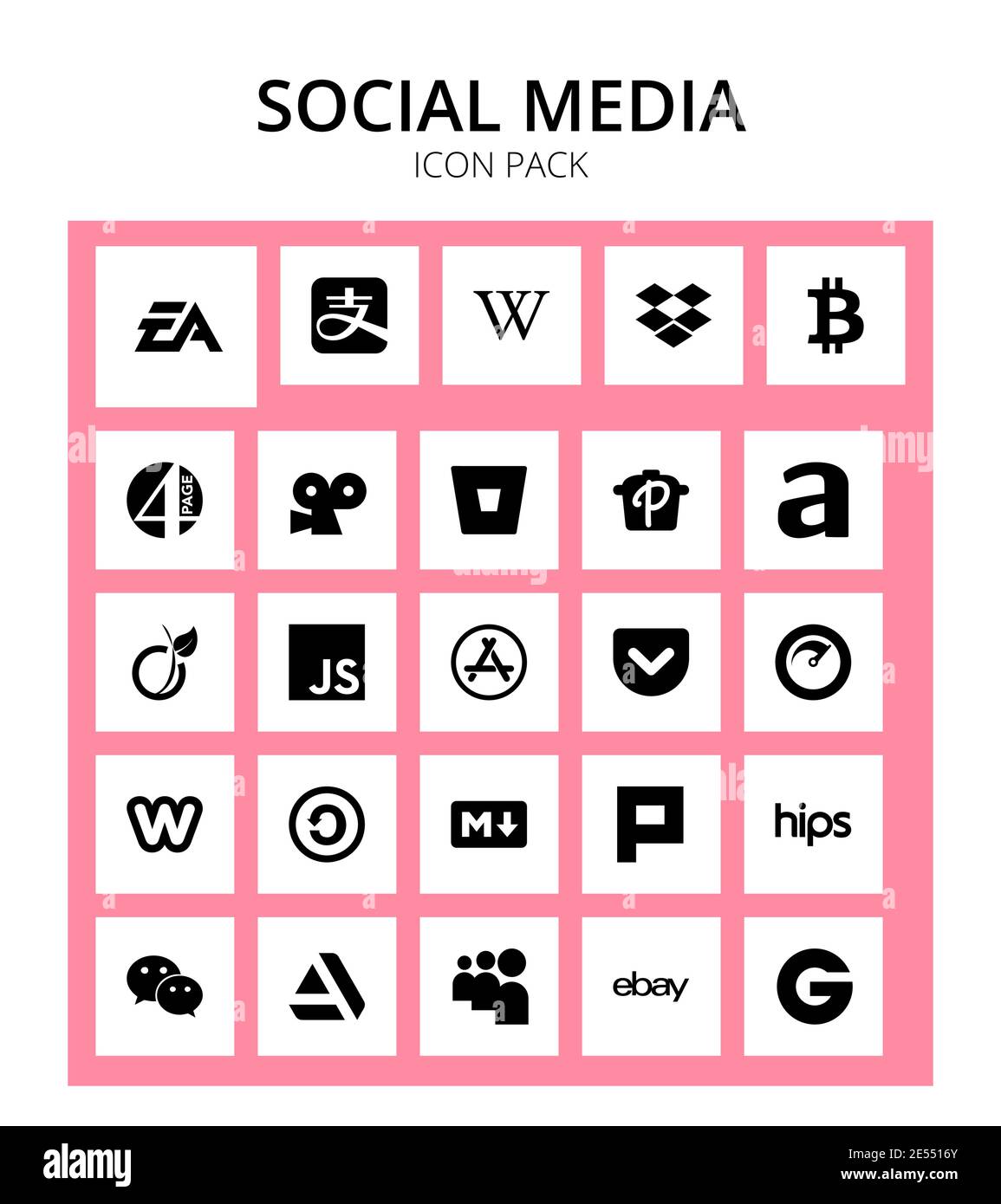 25 Social icon cloudscale, get, bitbucket, store, js Editable Vector Design Elements Stock Vector