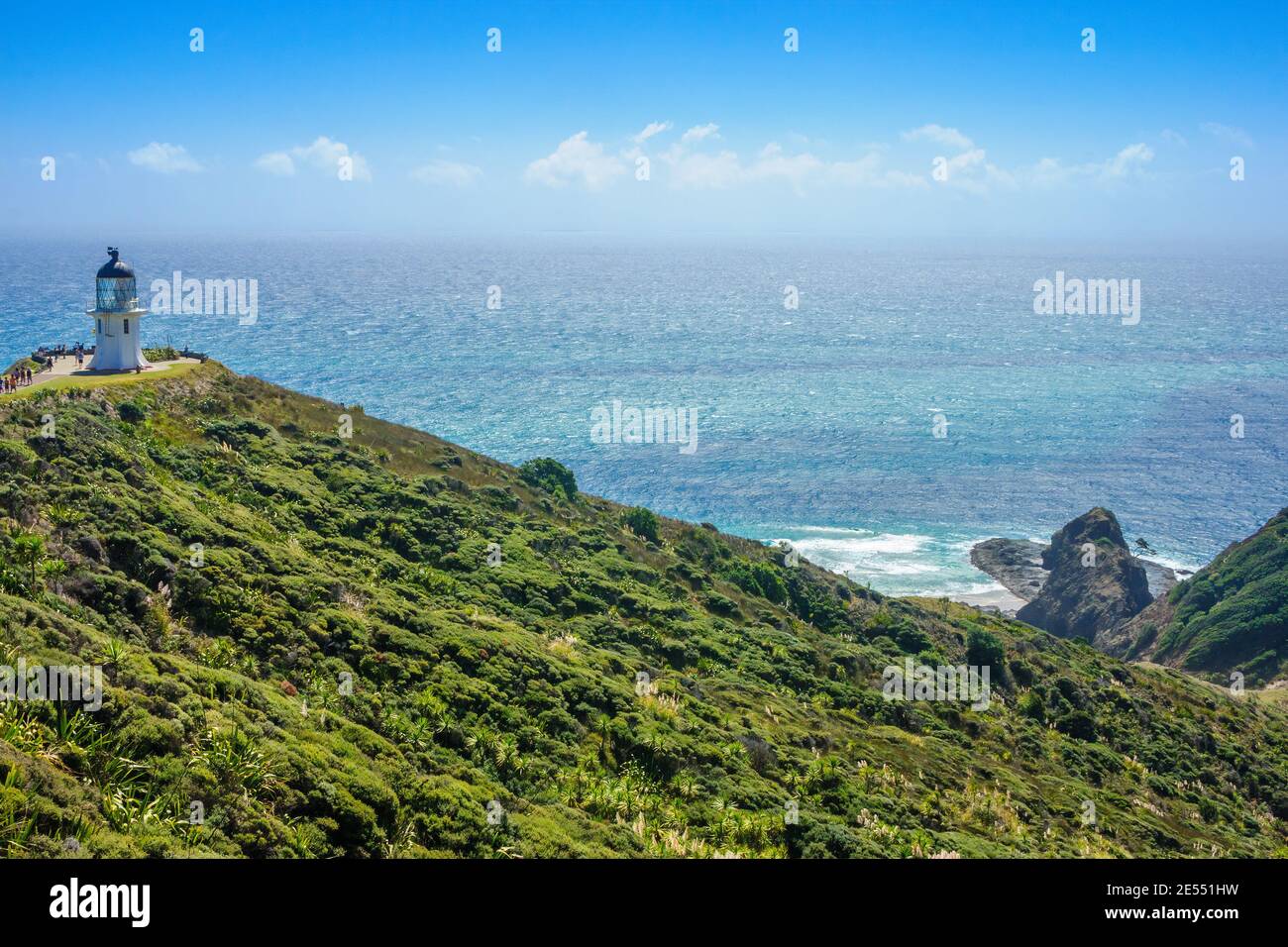 View of the Cape Reinga lighthouse, Northland, North Island, New Zealand Stock Photo